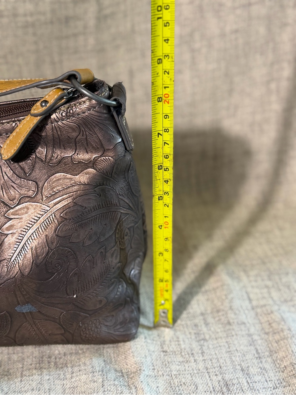 Tony Lama Brown Embossed Floral Crossbody Bag Western Tooled Shoulder Purse - Picture 14 of 14